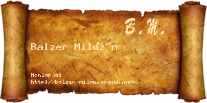 Balzer Milán névjegykártya